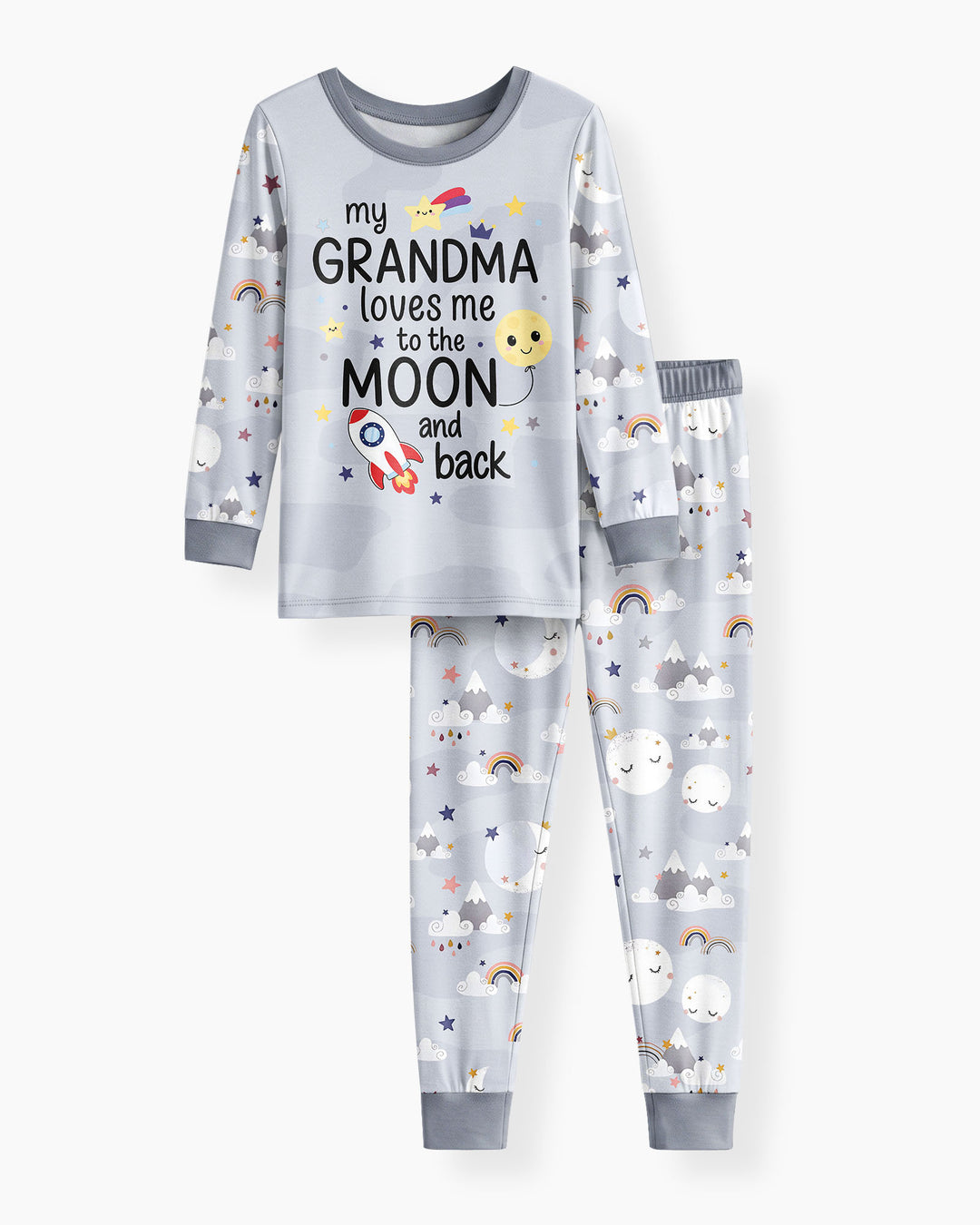 My Grandma Loves Me To The Moon And Back Bamboo Two Piece Long Sleeve Pajama Set