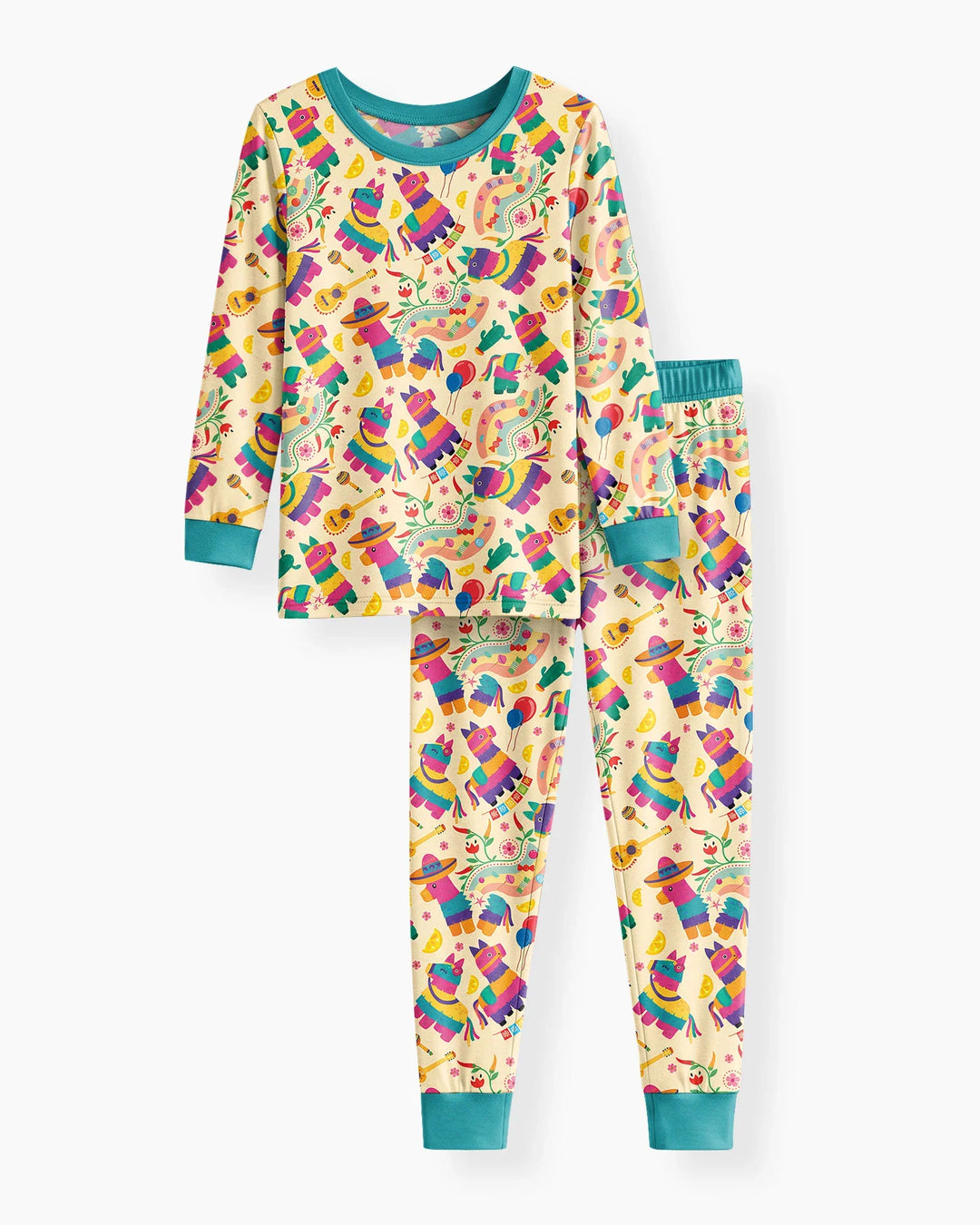 Zweiteiliges Langarm-Pyjama-Set mit Sommerfrüchten