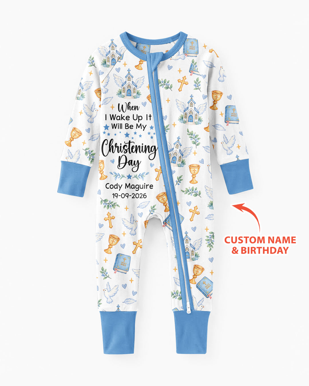 Personalized When I Wake Up It Will Be My Christening Day Bamboo Convertible Zippy
