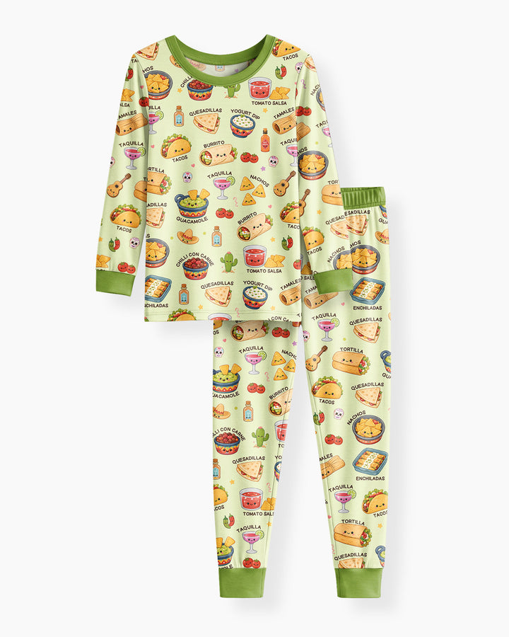 Kawaii Mexican Food Bamboo Two Piece Long Sleeve Pajama Set
