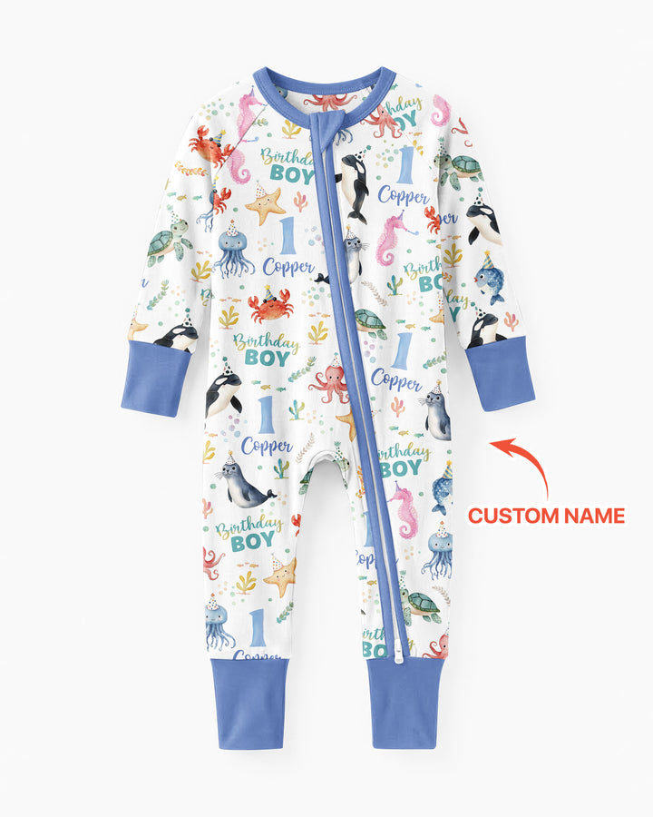 Birthday Under The Sea Custom Name & Age Bamboo Convertible Zippy