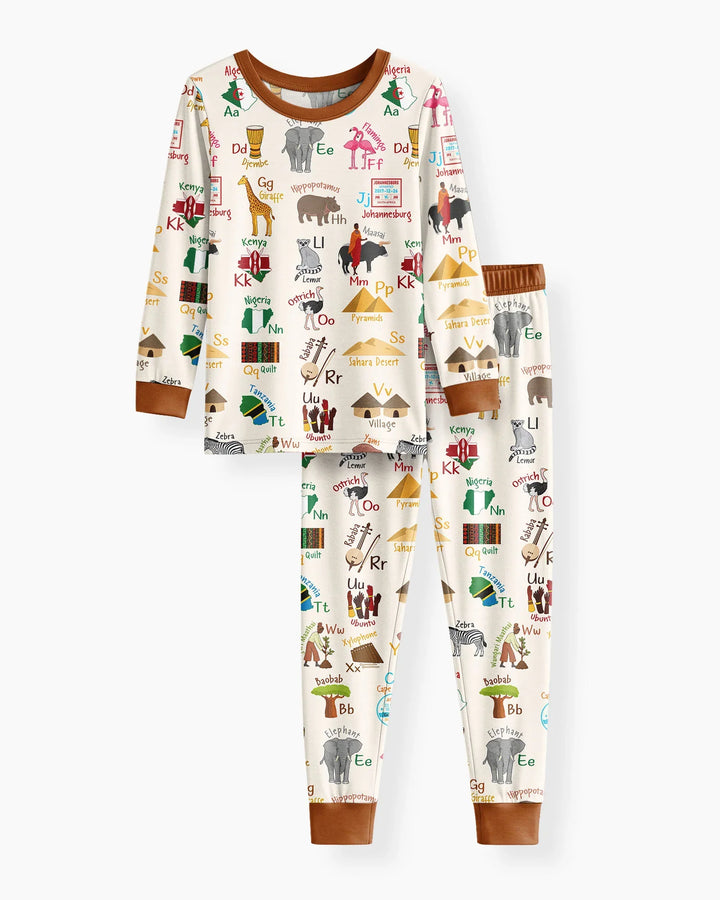 Zweiteiliges Langarm-Pyjama-Set mit Sommerfrüchten