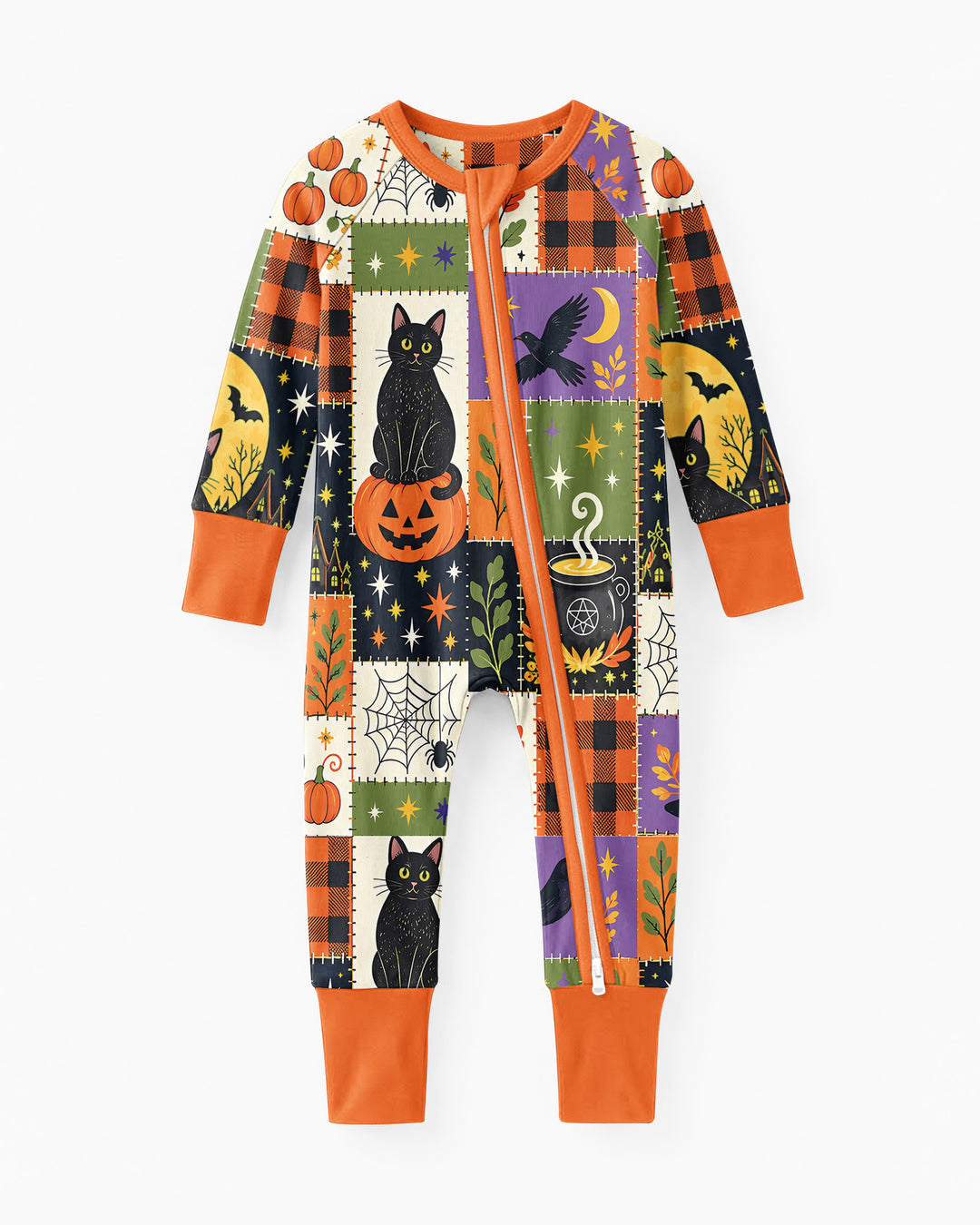 Halloween Black Cat Patchwork Bamboo Convertible Zippy