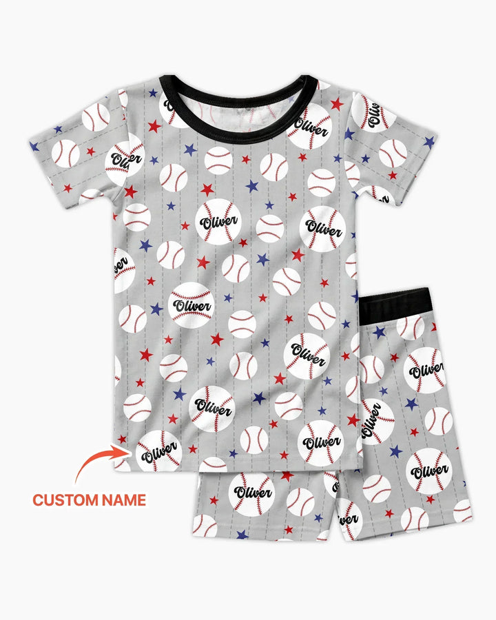 Zweiteiliges Pyjama-Set mit kurzen Ärmeln und Shorts im Sommer-Design