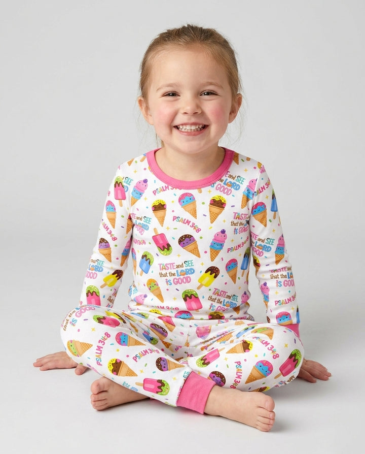 Zweiteiliges Langarm-Pyjama-Set mit Sommerfrüchten