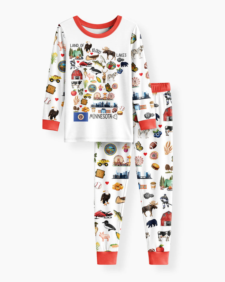 Minnesota Lover Family Matching Bamboo Two Piece Long Sleeve Pajama Set