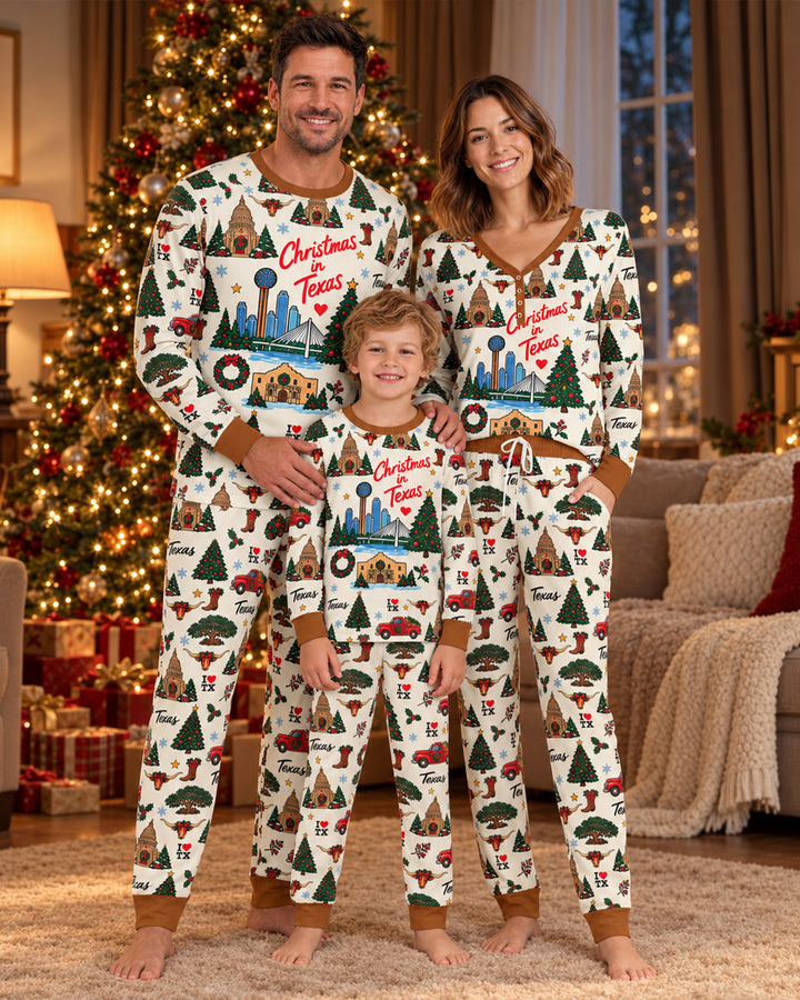 Christmas In Texas Bamboo Two Piece Long Sleeve Pajama Set
