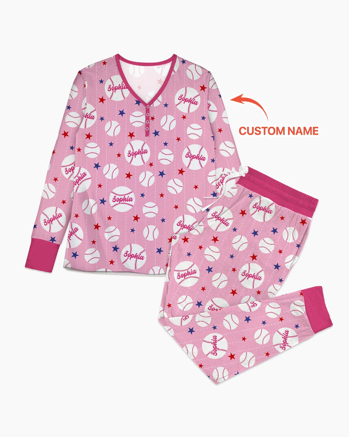 Personalisierter Name Rookie of The Year Passendes Pyjama-Set für Damen aus Bambus