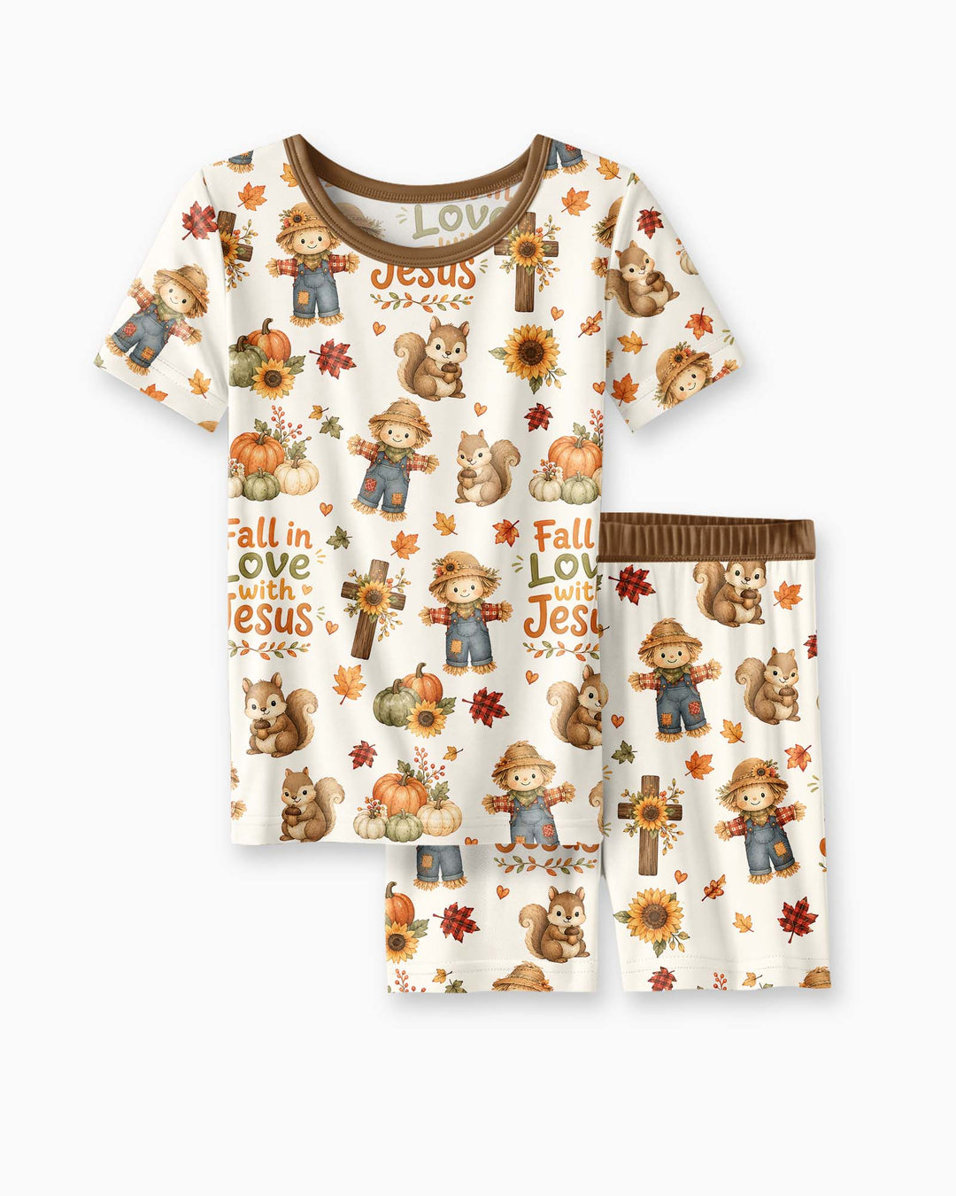 Fall For Jesus Bamboo Two Piece Short Sleeve Shorts Pajama Set