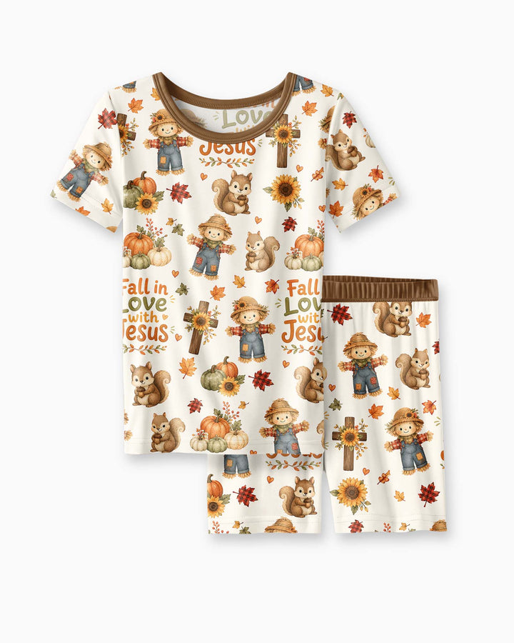 Fall For Jesus Bamboo Two Piece Short Sleeve Shorts Pajama Set