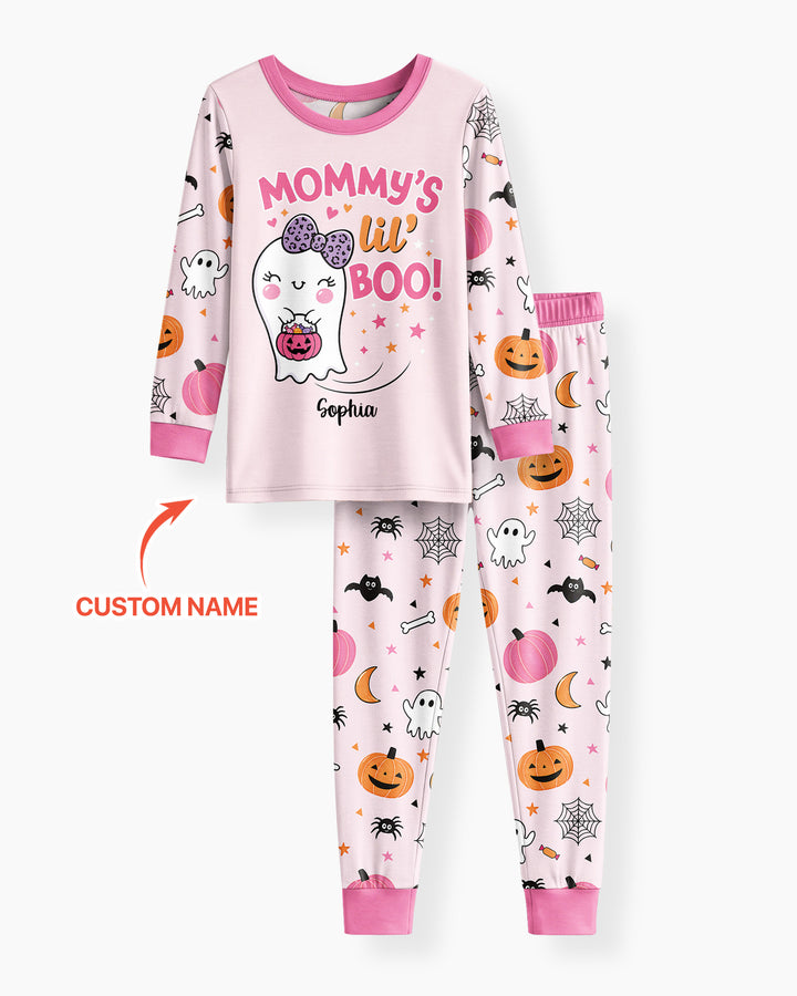 Custom Name Mommy's Lil' Boo Bamboo Two Piece Long Sleeve Pajama Set