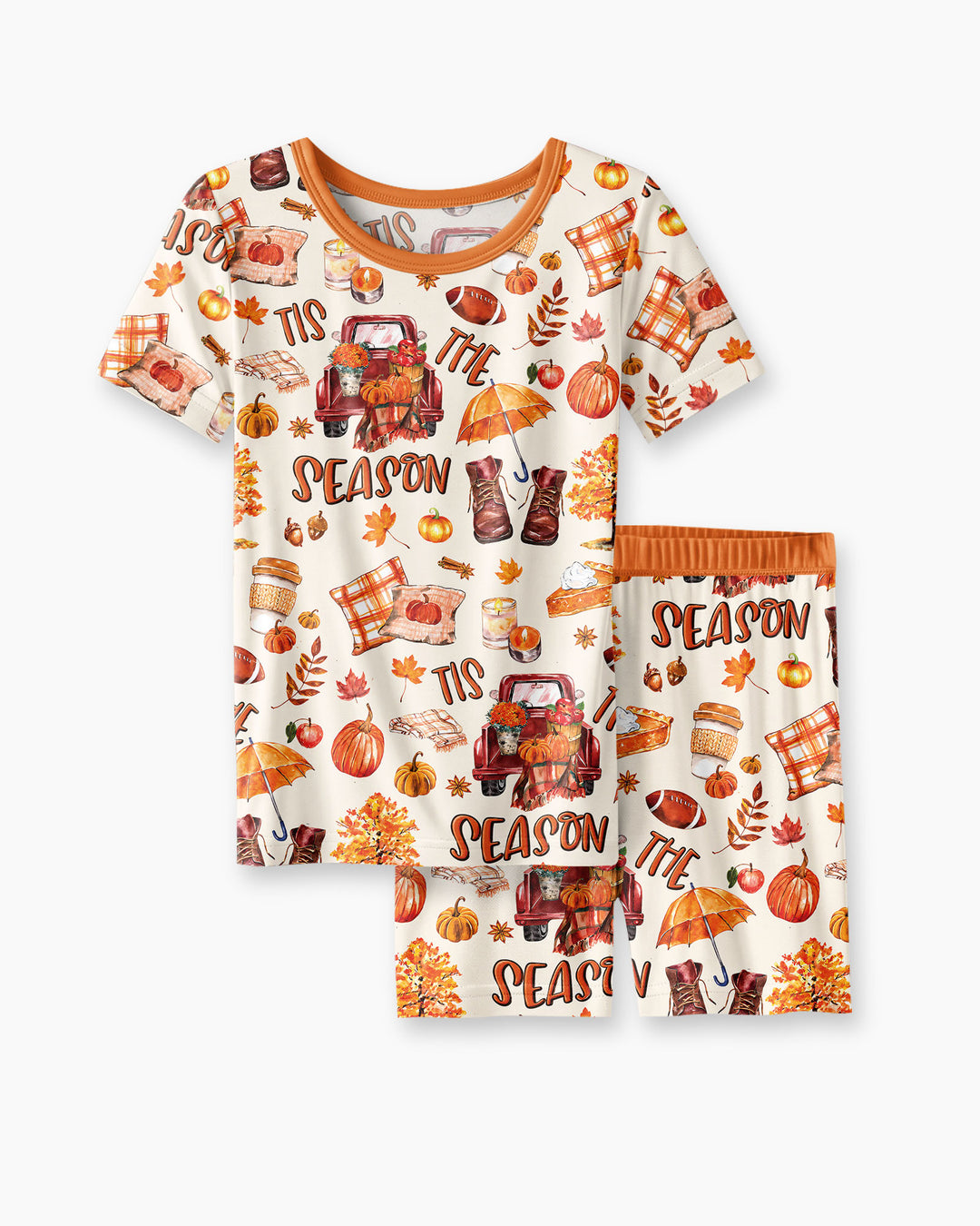 Fall Tis the Season Bamboo Two Piece Short Sleeve Shorts Pajama Set