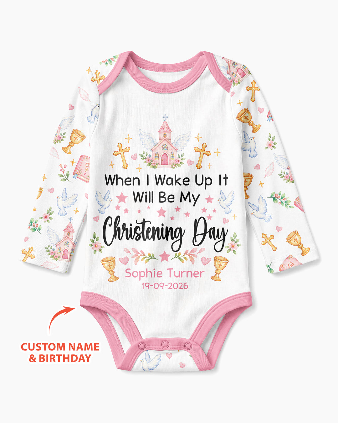Personalized When I Wake Up It Will Be My Christening Day Bamboo Bodysuit