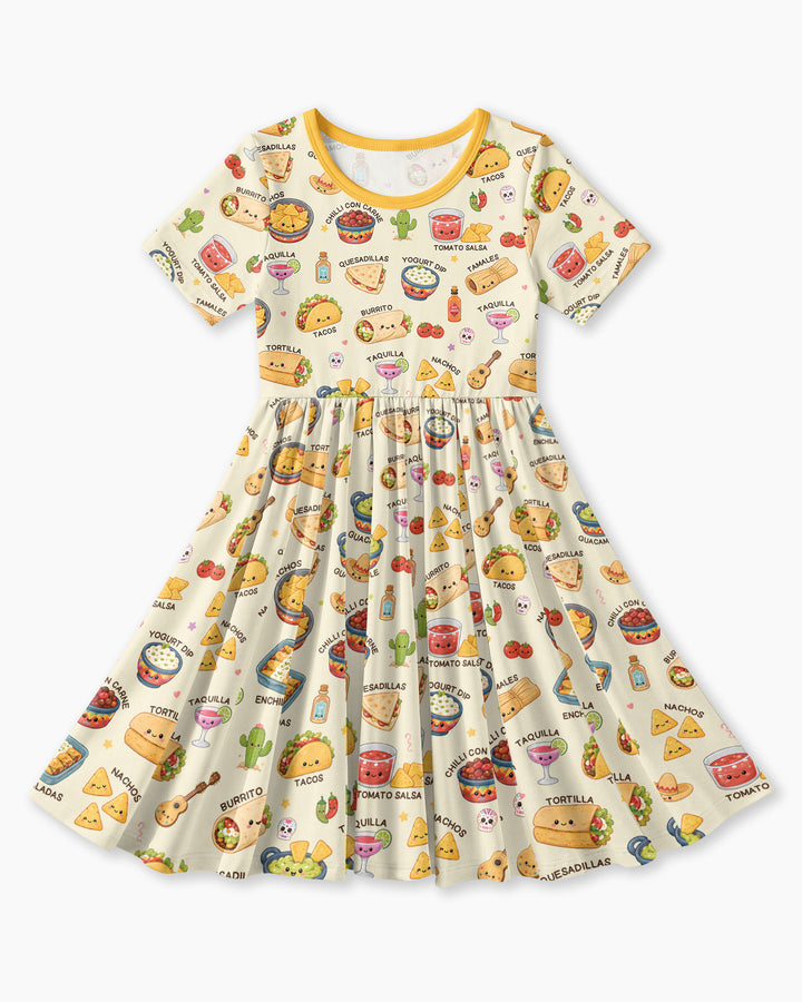 Kawaii Mexican Food Bamboo Twirl Dress