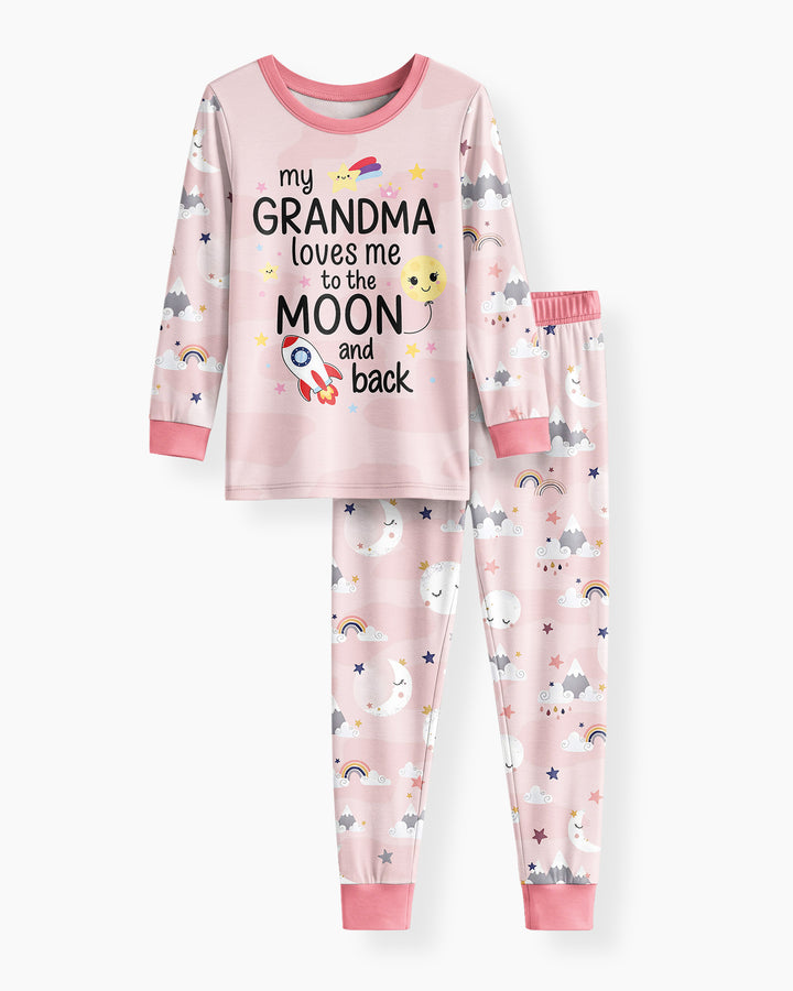 My Grandma Loves Me To The Moon And Back Bamboo Two Piece Long Sleeve Pajama Set