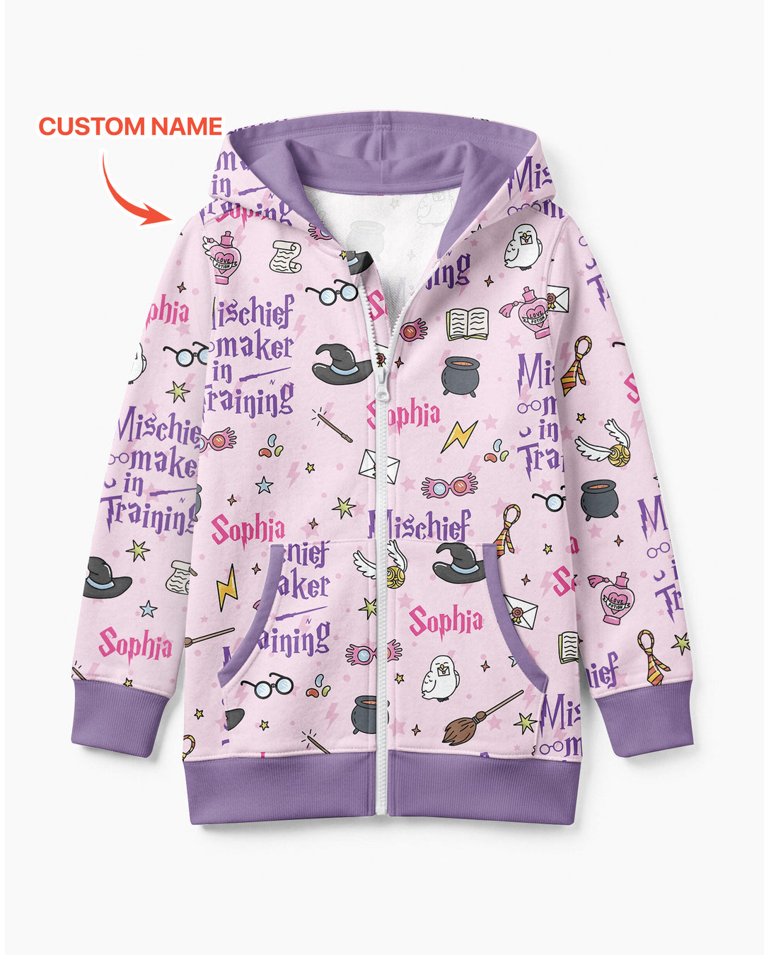 Custom Name Mischief Maker In Training Bamboo Zip Hoodie