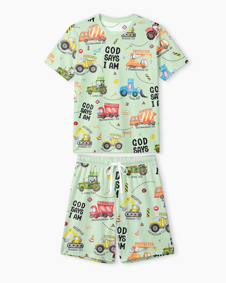 God Says I Am Men Short Sleeve Short Pajama Set