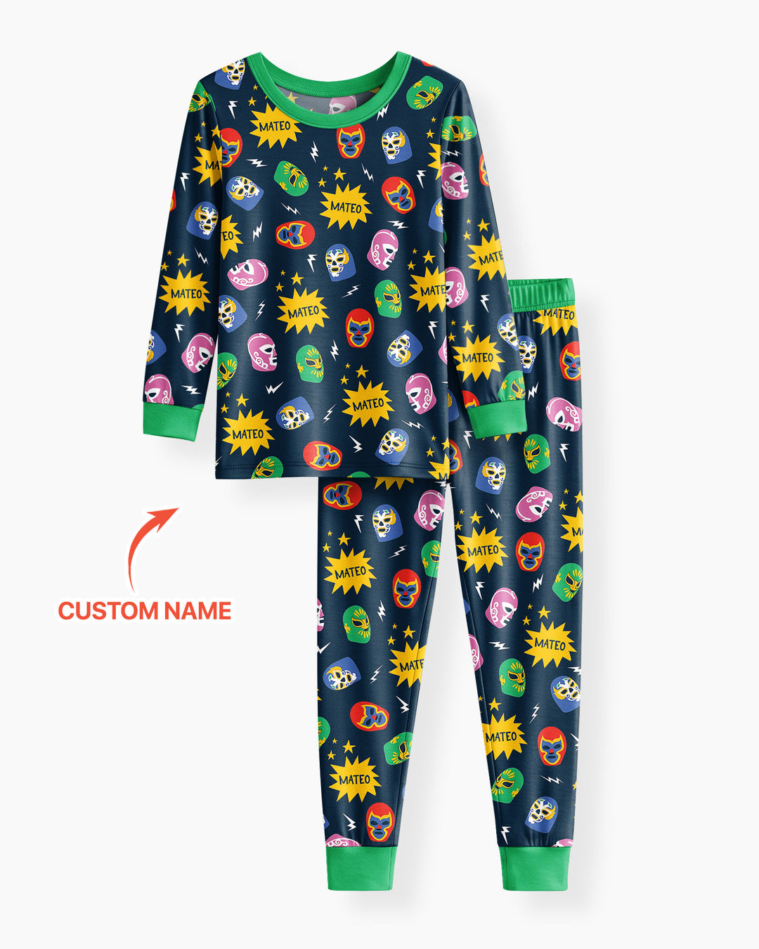 Lucha Libre Custom Name Bamboo Two Piece Long Sleeve Pajama Set