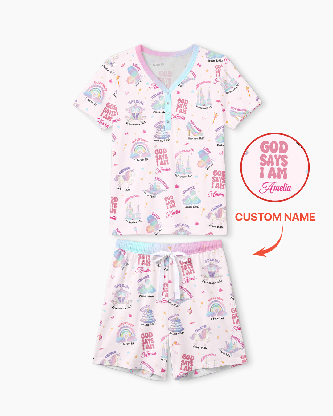 God Says I Am Girl Bamboo Women Short Sleeve Short Pajama Set