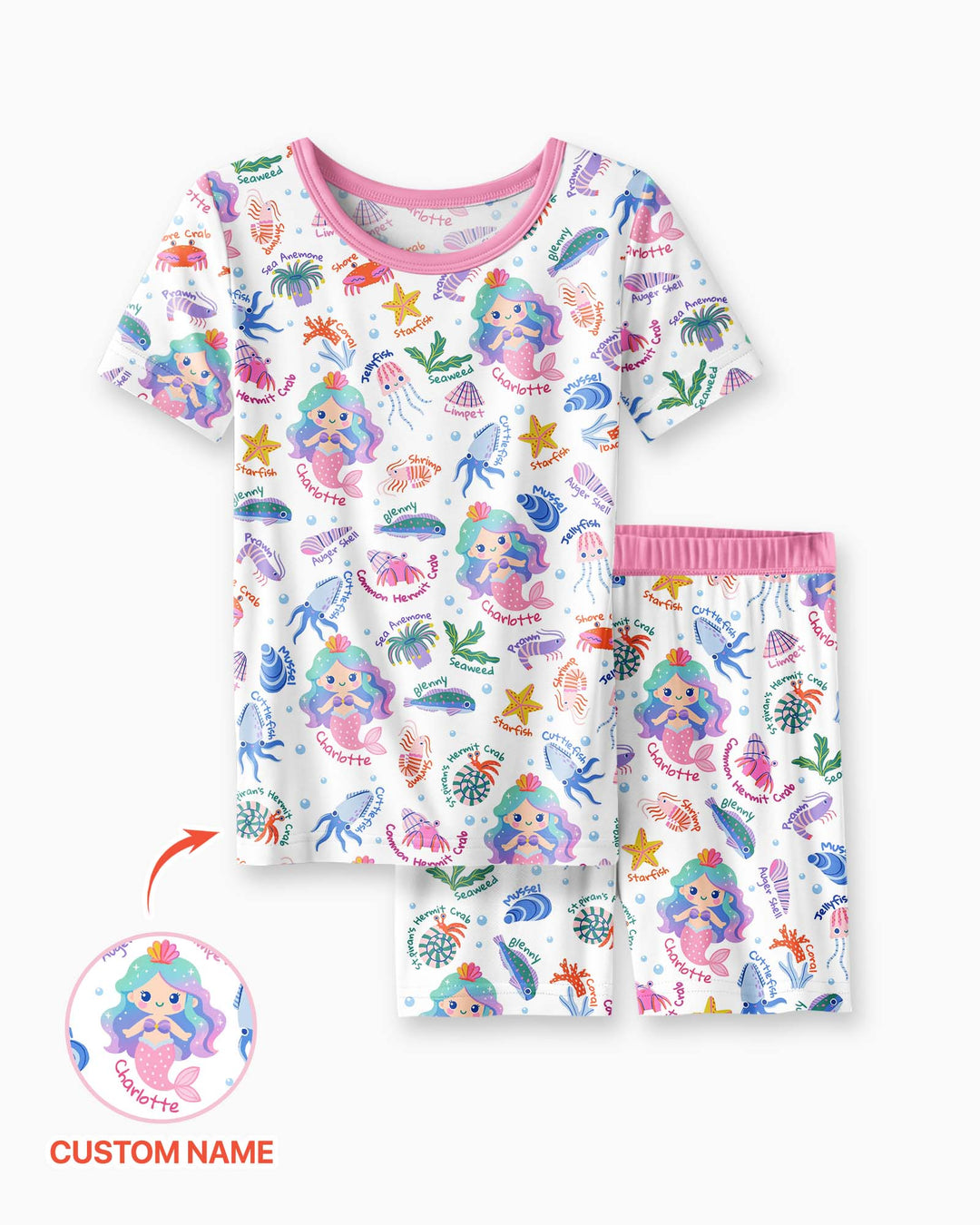 Zweiteiliges Pyjama-Set mit kurzen Ärmeln und Shorts im Sommer-Design