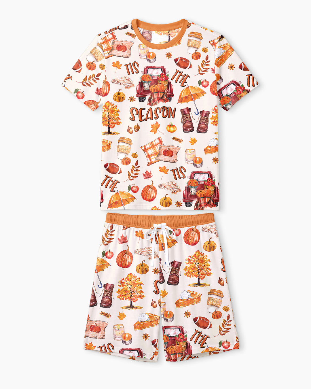 Fall Tis the Season Bamboo Men Short Sleeve Short Pajama Set