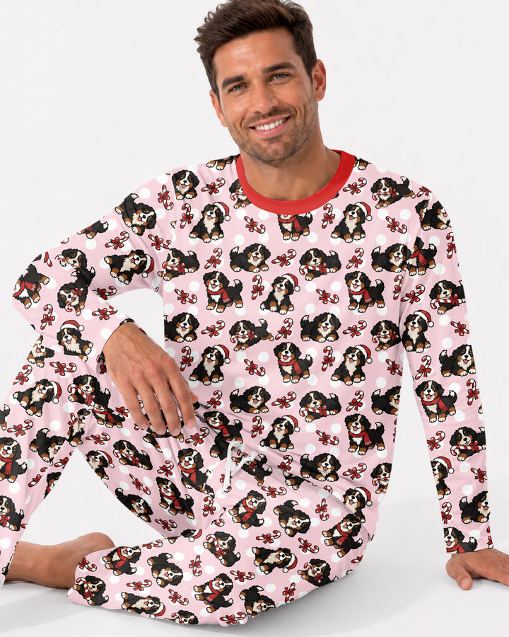 Holiday Bernese Mountain Christmas Dog Bamboo Men's Pajama Set