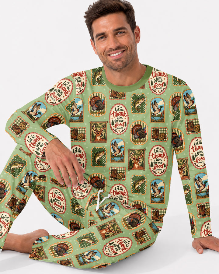 Hunting Let Us Thank Him For Our Food Bamboo Men's Pajama Set