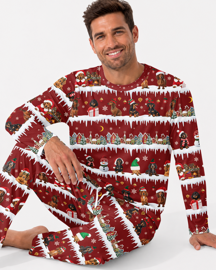 Dachshund Through The Snow Bamboo Men's Pajama Set