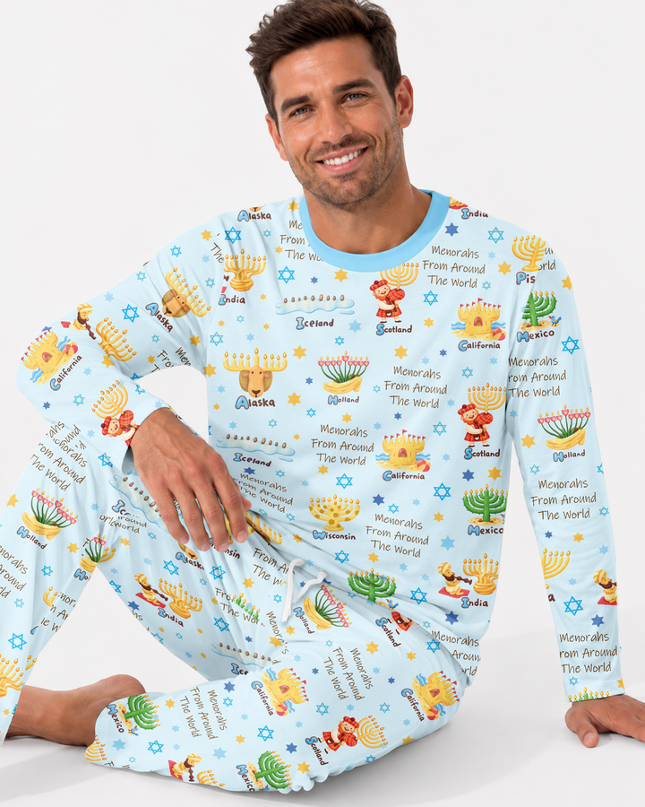 Menorahs From Around The World Bamboo Men's Pajama Set