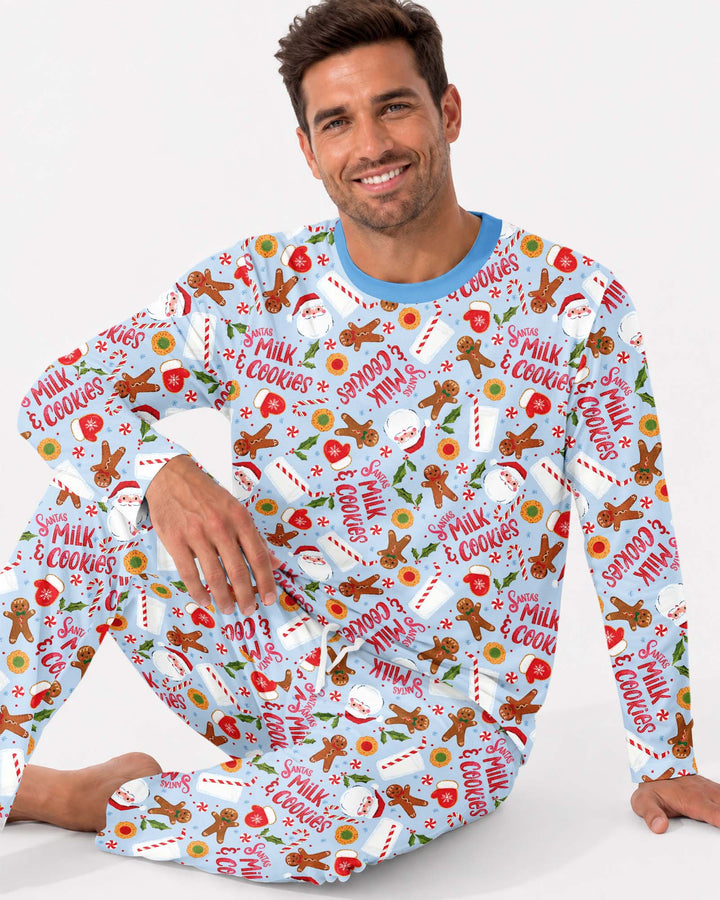 Santas, Milk and Cookies Bamboo Men's Pajama Set