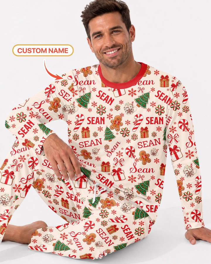 Merry Christmas Custom Name Bamboo Men's Pajama Set