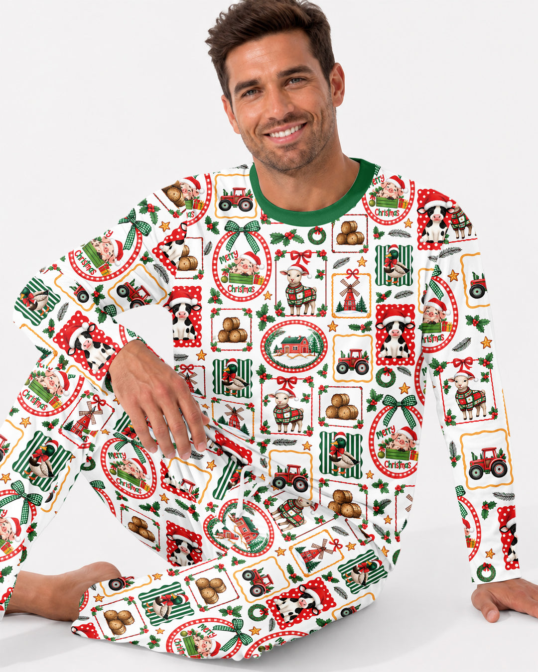 Christmas Farm Animals Bamboo Men's Pajama Set