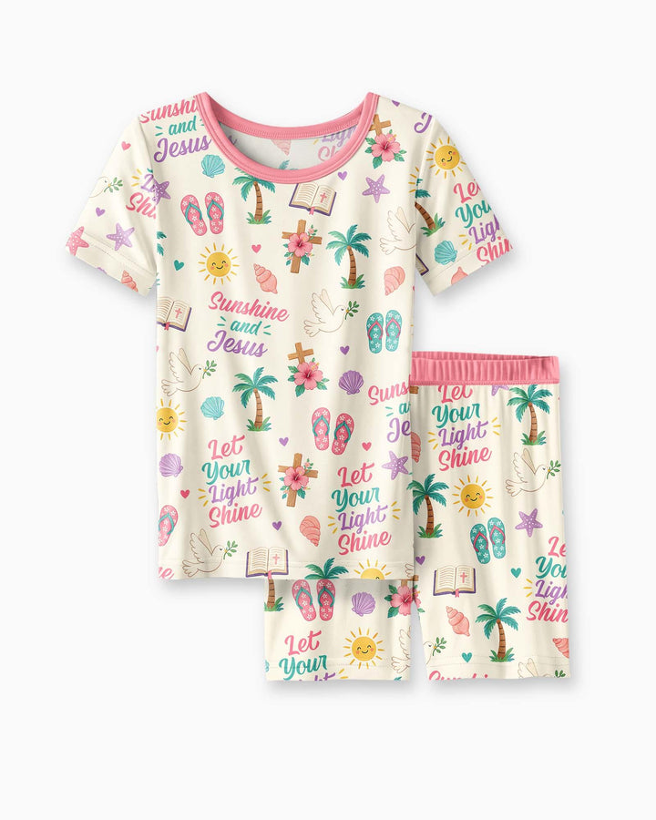 Schlafanzug-Set zweiteilig, kurze Ärmel, kurze Hose, Bambus
