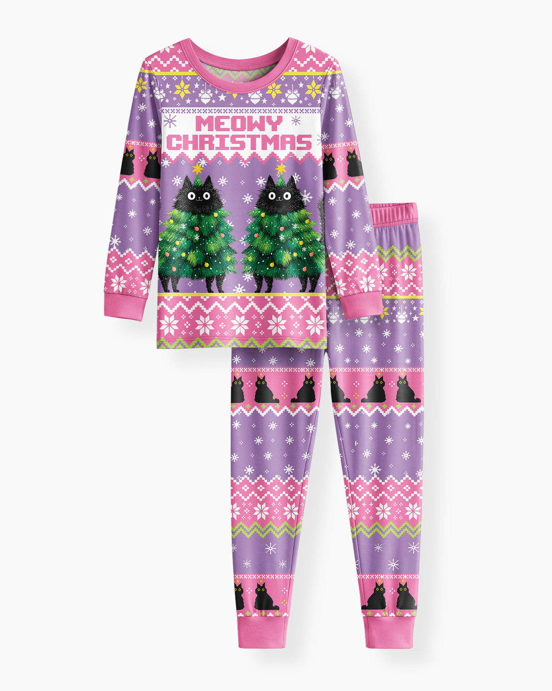 Meowy Christmas Bamboo Two Piece Long Sleeve Pajama Set