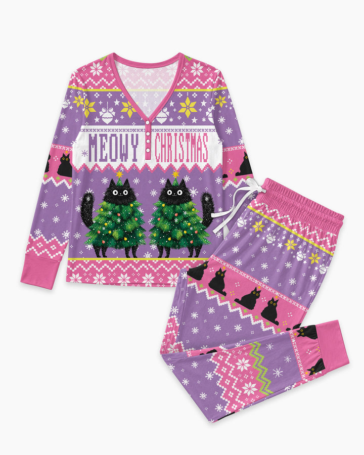 Meowy Christmas Bamboo Women Pajama Set