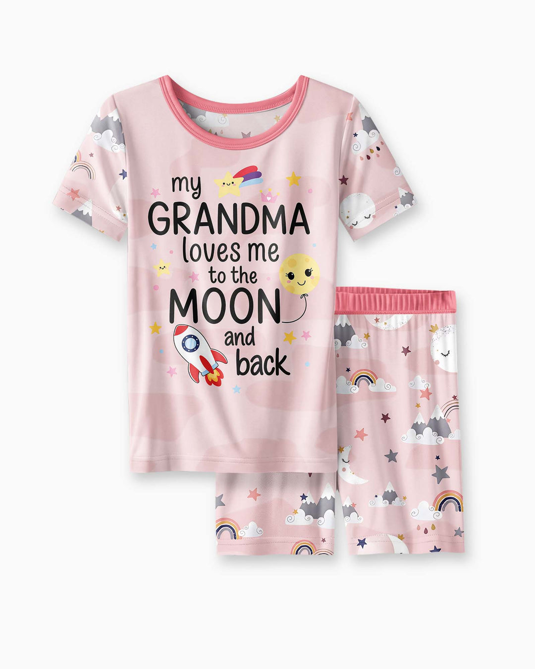 My Grandma Loves Me To The Moon And Back Bamboo Two Piece Short Sleeve Shorts Pajama Set