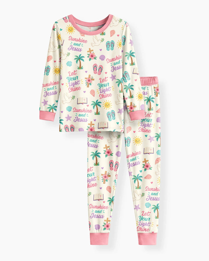 Zweiteiliges Langarm-Pyjama-Set mit Sommerfrüchten