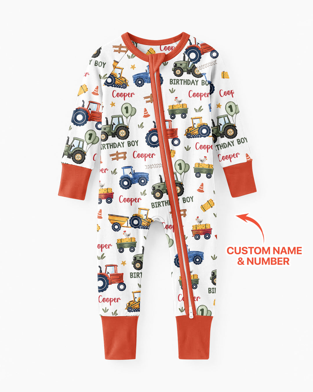 Custom Name and Age Tractor Birthday Boy Bamboo Convertible Zippy