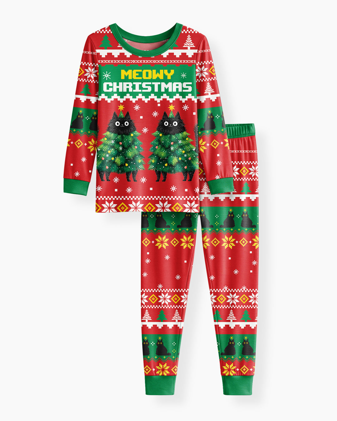 Meowy Christmas Bamboo Two Piece Long Sleeve Pajama Set