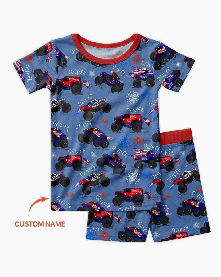 Zweiteiliges Pyjama-Set mit kurzen Ärmeln und Shorts im Sommer-Design