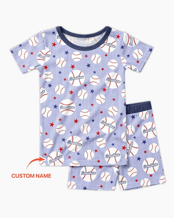 Zweiteiliges Pyjama-Set mit kurzen Ärmeln und Shorts im Sommer-Design