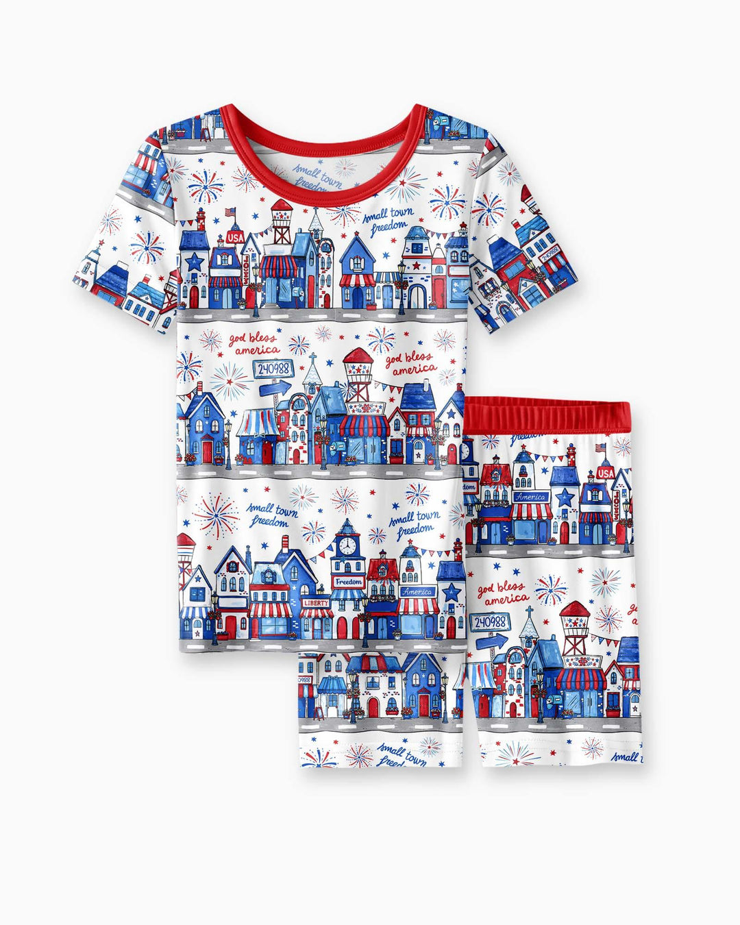 Schlafanzug-Set zweiteilig, kurze Ärmel, kurze Hose, Bambus
