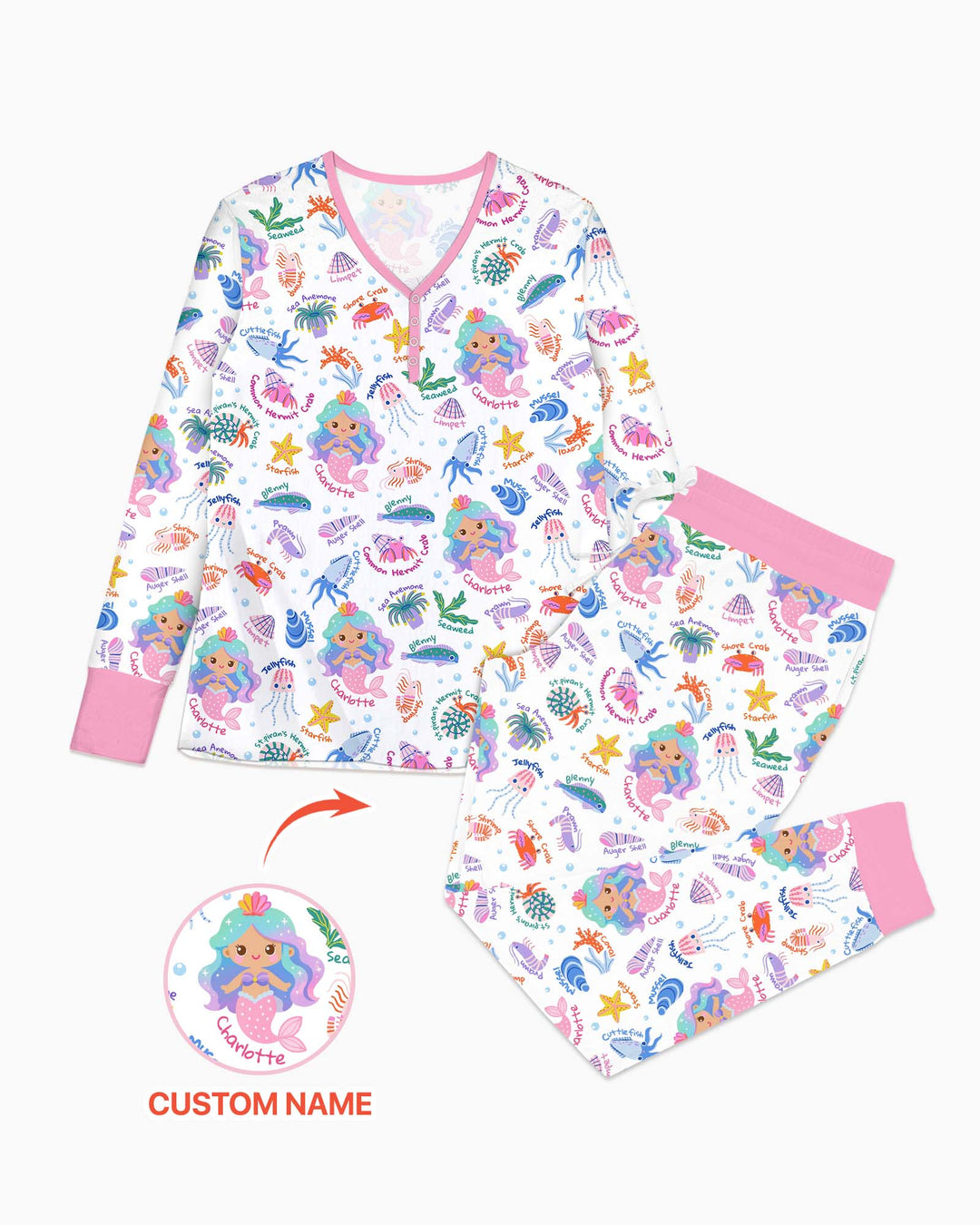 Template Damen Pyjama-Set aus personalisiertem Bambus
