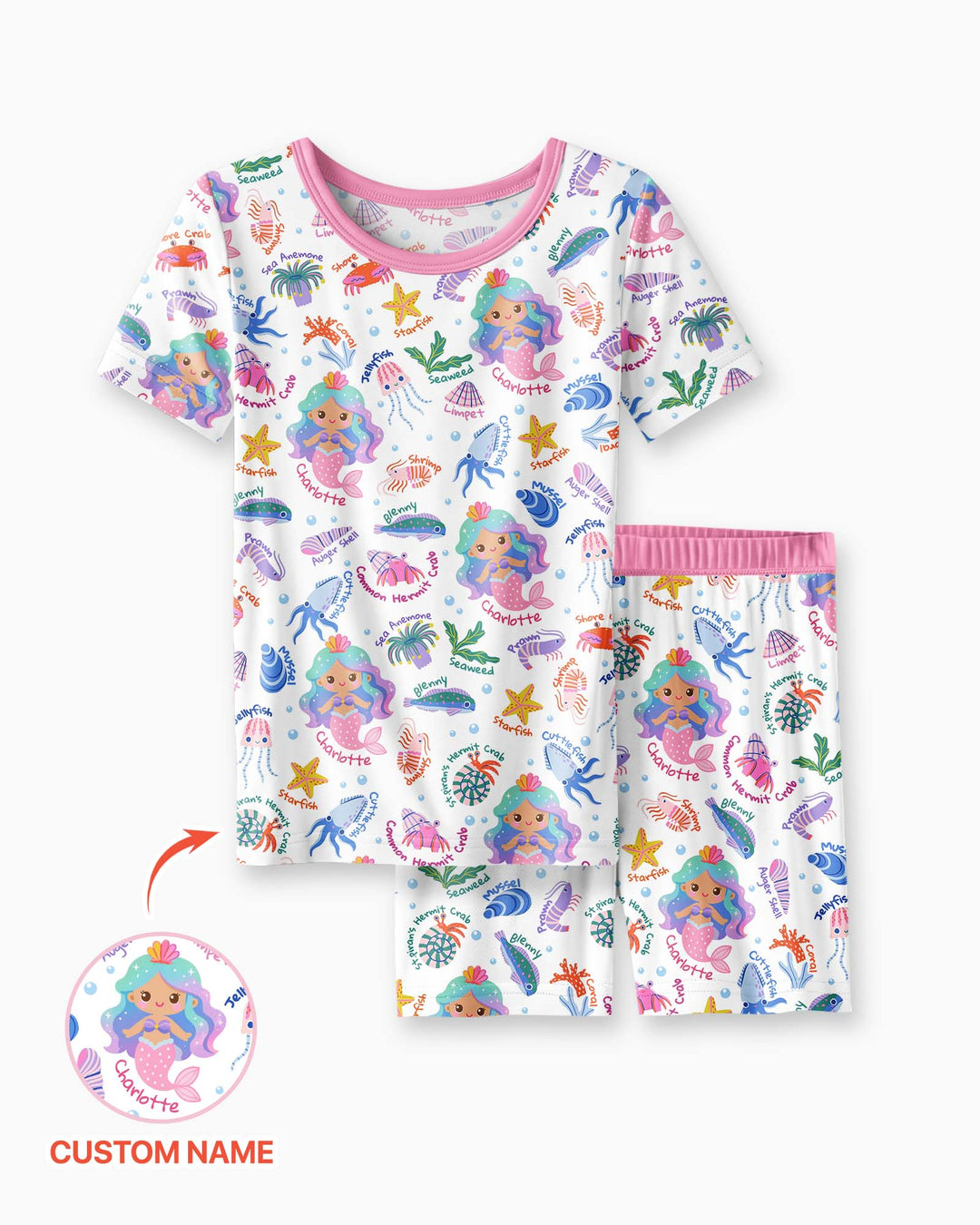 Zweiteiliges Pyjama-Set mit kurzen Ärmeln und Shorts im Sommer-Design
