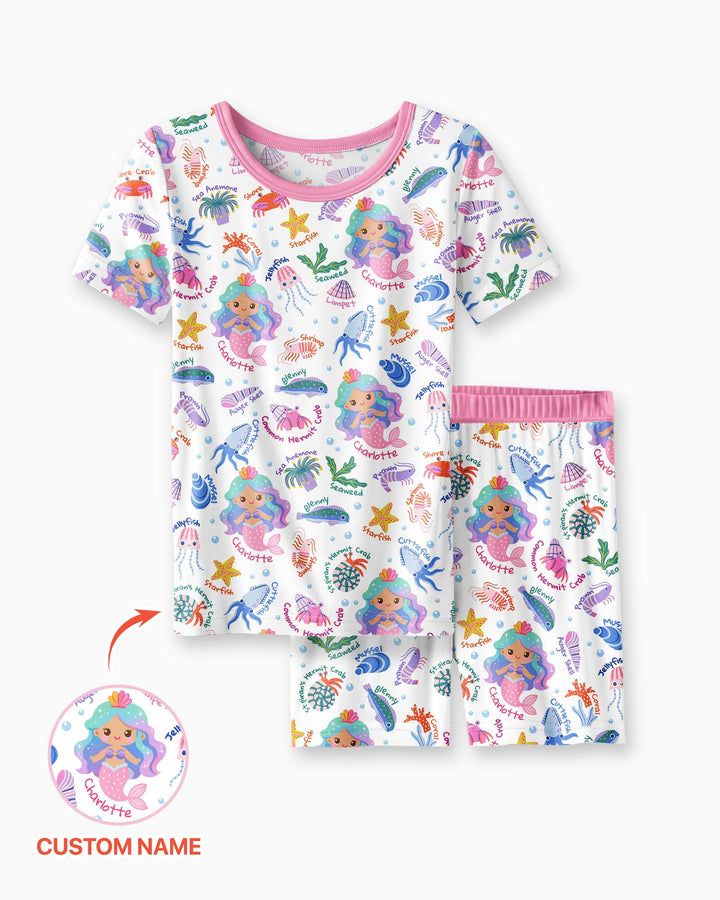 Zweiteiliges Pyjama-Set mit kurzen Ärmeln und Shorts im Sommer-Design
