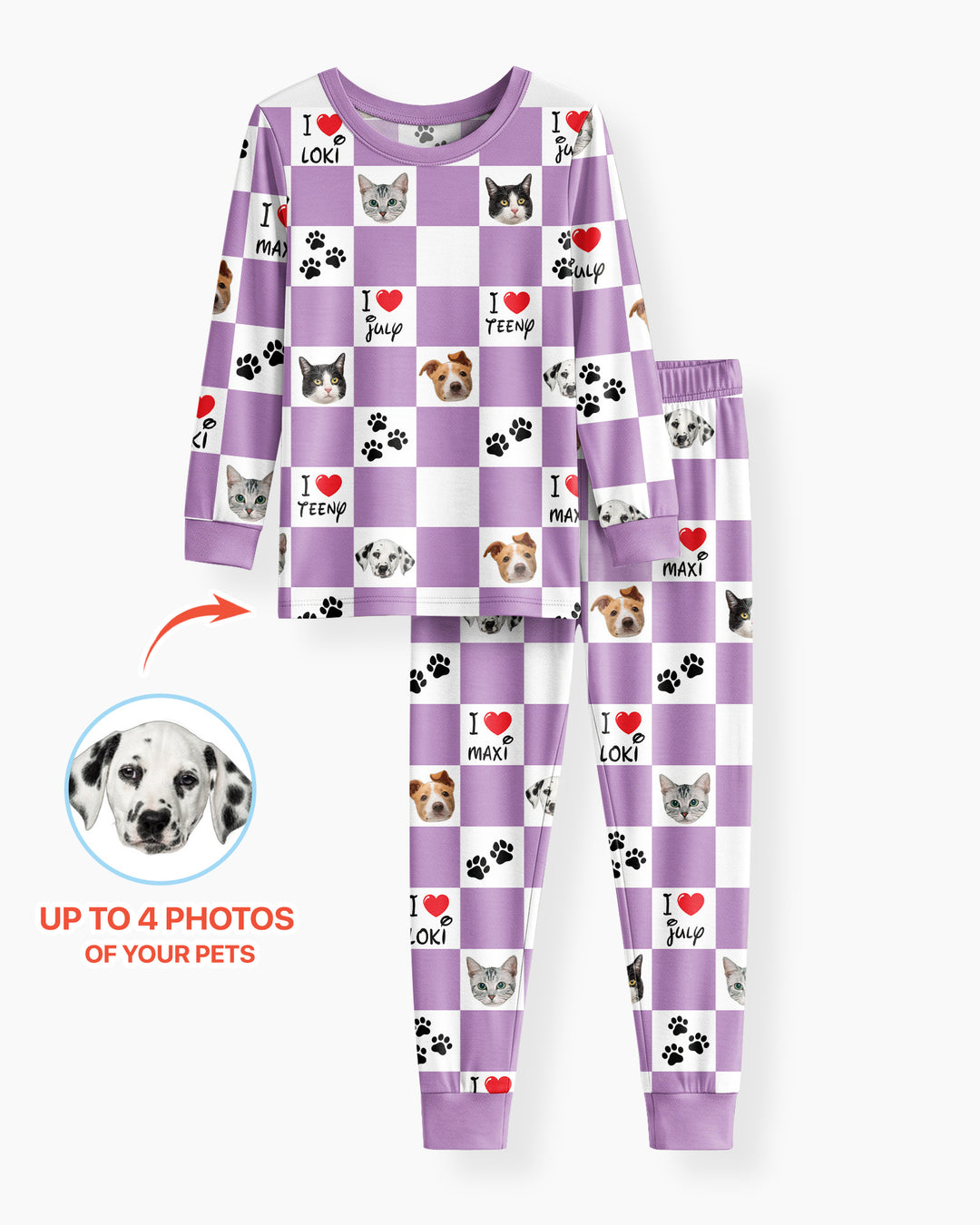 Custom Photo I Love My Best Friend Dog/ Cat Bamboo Two Piece Long Sleeve Pajama Set