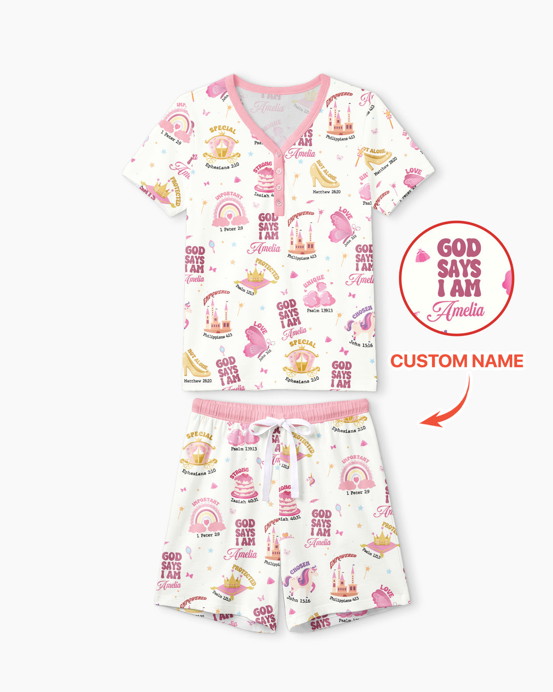 God Says I Am Girl Bamboo Women Short Sleeve Short Pajama Set