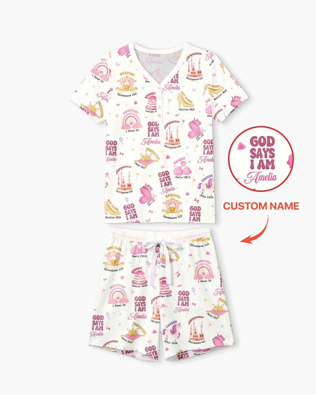 God Says I Am Girl Bamboo Women Short Sleeve Short Pajama Set
