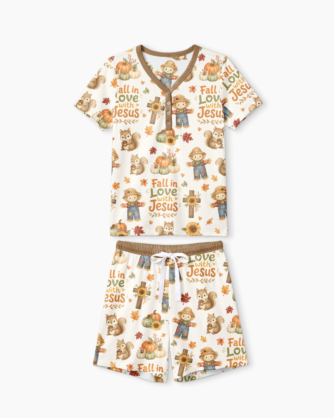Fall For Jesus Bamboo Women Short Sleeve Short Pajama Set