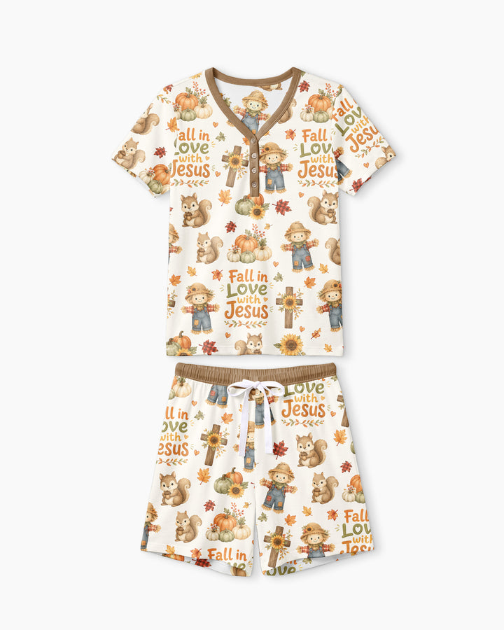 Fall For Jesus Bamboo Women Short Sleeve Short Pajama Set